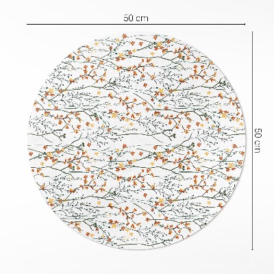 Rond pvc tapijt Bloemen en takjes in boho-stijl