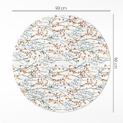 Rond pvc tapijt Bloemen en takjes in boho-stijl