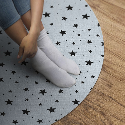 Rond pvc tapijt Zwarte kleine sterren in de ruimte