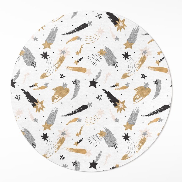 Vinyl vloerkleed rond Geschilderde sterren in boho-stijl