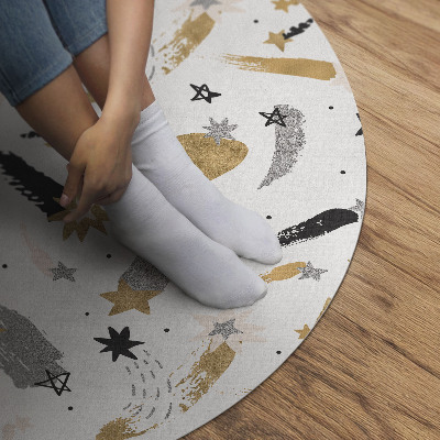 Vinyl vloerkleed rond Geschilderde sterren in boho-stijl