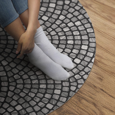 Rond pvc tapijt Steenmotief klein mozaïek