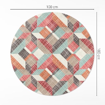 Vinyl vloerkleed rond Een versleten geometrisch patroon