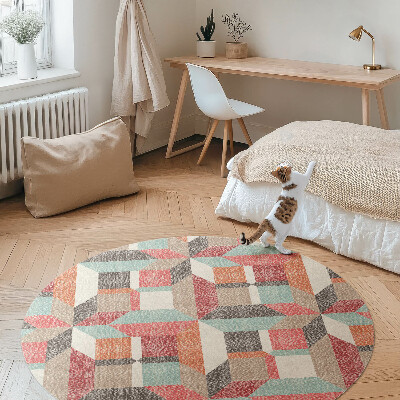 Vinyl vloerkleed rond Een versleten geometrisch patroon