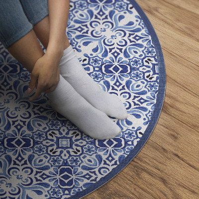 Vinyl vloerkleed rond Portugese siertegels