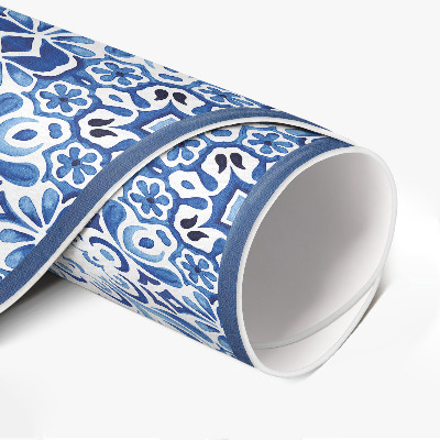 Vinyl vloerkleed rond Portugese siertegels