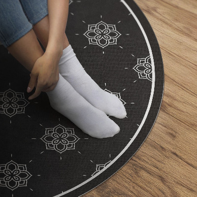 Vinyl vloerkleed rond Lineair bloemen regelmatig patroon