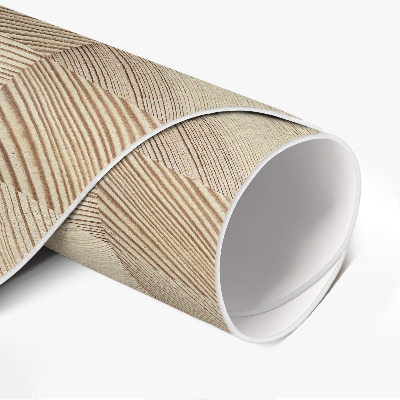 Rond pvc tapijt Houten vierkanten boomring mozaïek