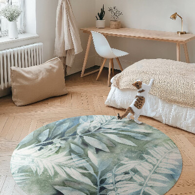 Rond pvc tapijt Aquarel laat delicate takjes achter