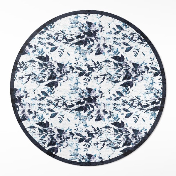 Rond pvc tapijt Aquarel indigo wijnbladeren