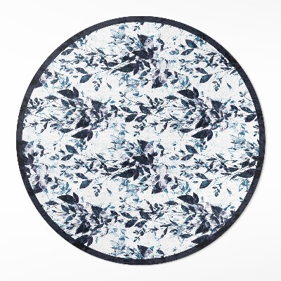 Rond pvc tapijt Aquarel indigo wijnbladeren