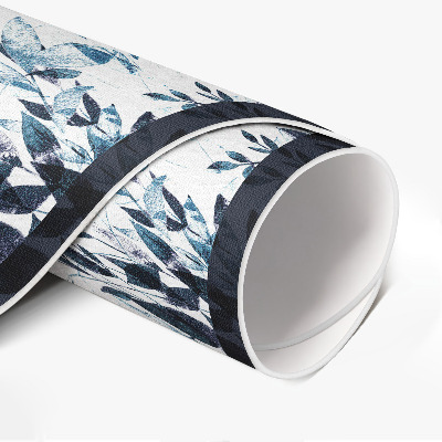 Rond pvc tapijt Aquarel indigo wijnbladeren