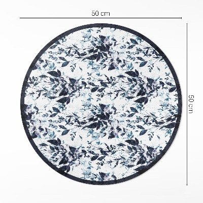 Rond pvc tapijt Aquarel indigo wijnbladeren