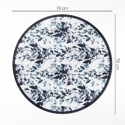 Rond pvc tapijt Aquarel indigo wijnbladeren