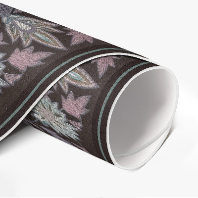 Rond pvc tapijt Geborduurd bloemstuk