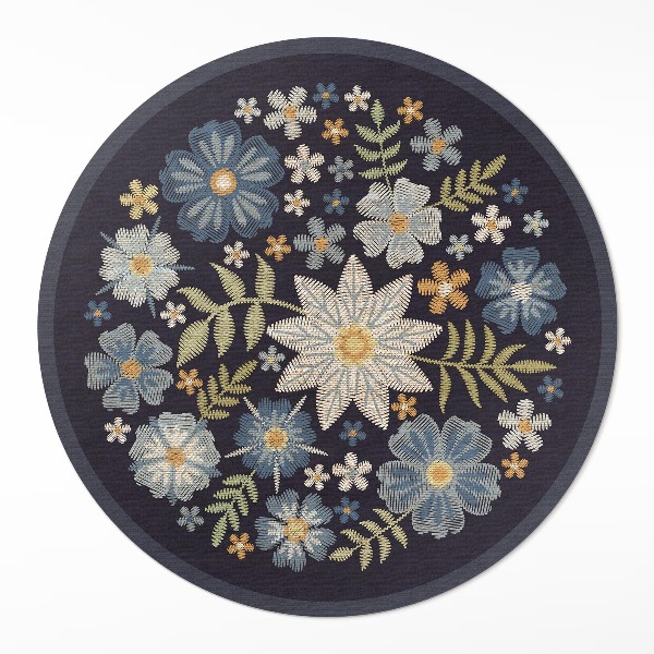 Rond pvc tapijt Geborduurde wilde bloemen