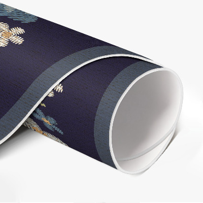 Rond pvc tapijt Geborduurde wilde bloemen