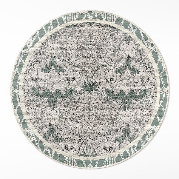 Vinyl vloerkleed rond Kamperfoeliebloem door William Morris