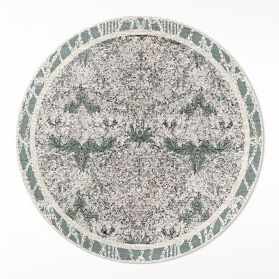 Vinyl vloerkleed rond Kamperfoeliebloem door William Morris