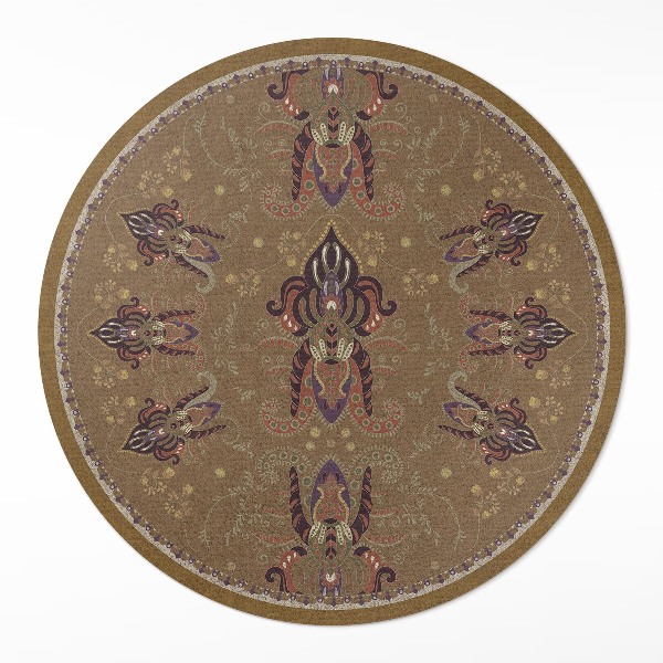 Rond pvc tapijt Bloemen en planten ornamenten