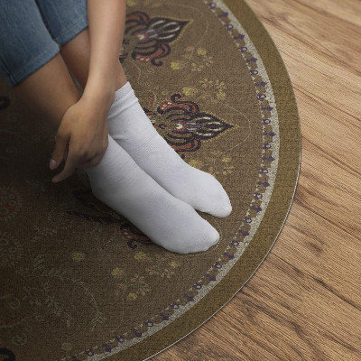 Rond pvc tapijt Bloemen en planten ornamenten