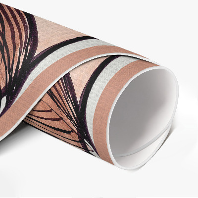 Vinyl vloerkleed rond Glas-in-loodraam met een vrouw van Alfons Mucha