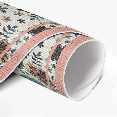 Rond pvc tapijt Pastel geborduurde bloemen