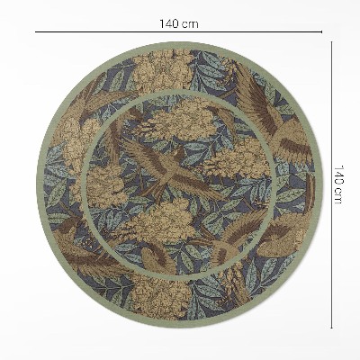 Rond pvc tapijt Vogels bloemen en bladeren vintage