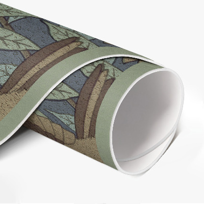 Rond pvc tapijt Vogels bloemen en bladeren vintage