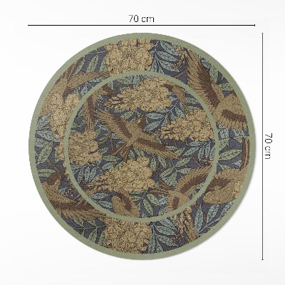 Rond pvc tapijt Vogels bloemen en bladeren vintage