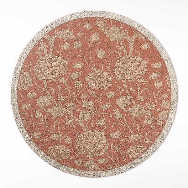 Pvc mat rond Geborduurde vintage bloemen