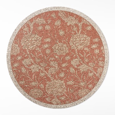 Pvc mat rond Geborduurde vintage bloemen