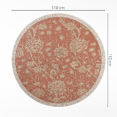 Pvc mat rond Geborduurde vintage bloemen