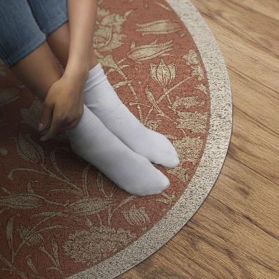 Pvc mat rond Geborduurde vintage bloemen