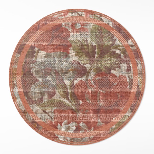 Rond pvc tapijt Retro vervaagde bloemen