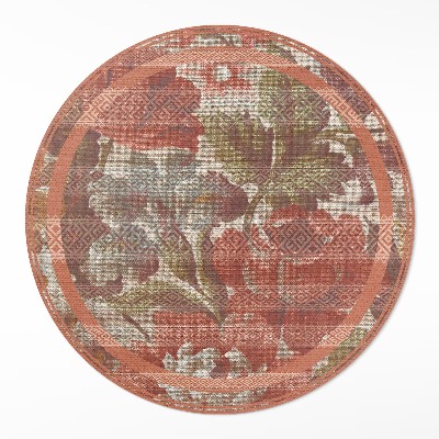 Rond pvc tapijt Retro vervaagde bloemen