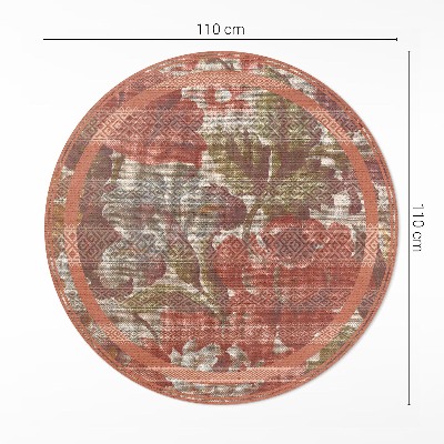 Rond pvc tapijt Retro vervaagde bloemen