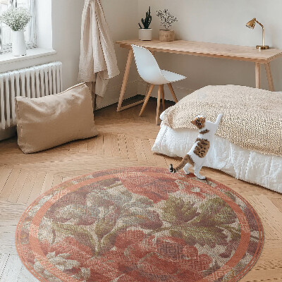 Rond pvc tapijt Retro vervaagde bloemen