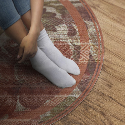 Rond pvc tapijt Retro vervaagde bloemen