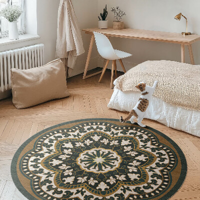 Vinyl vloerkleed rond Centraal plantenpatroon