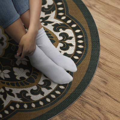 Vinyl vloerkleed rond Centraal plantenpatroon