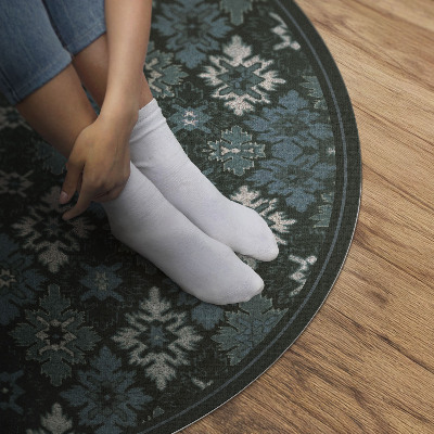 Pvc mat rond Retro planten schaakbord