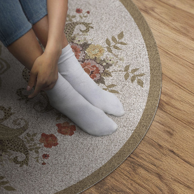 Vinyl vloerkleed rond Retro bloemstukken