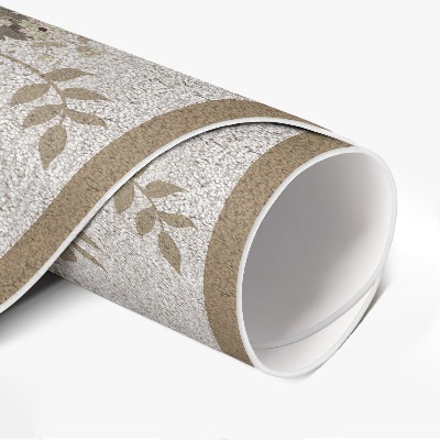 Vinyl vloerkleed rond Retro bloemstukken