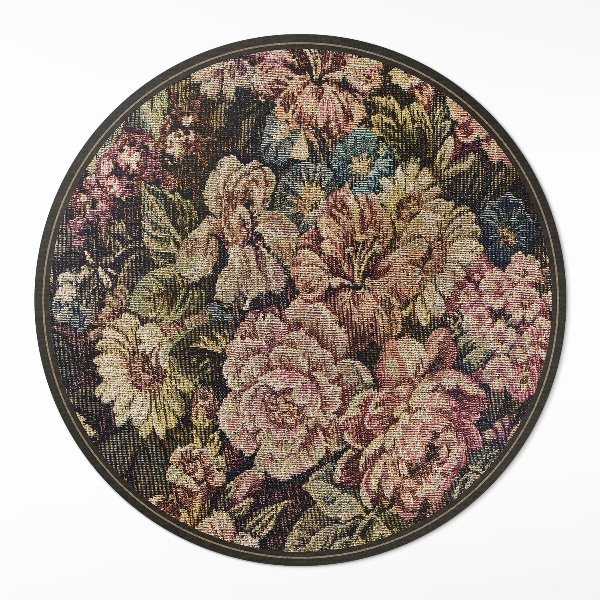 Pvc mat rond Retro vintage verweerde bloemen