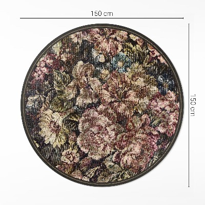 Pvc mat rond Retro vintage verweerde bloemen