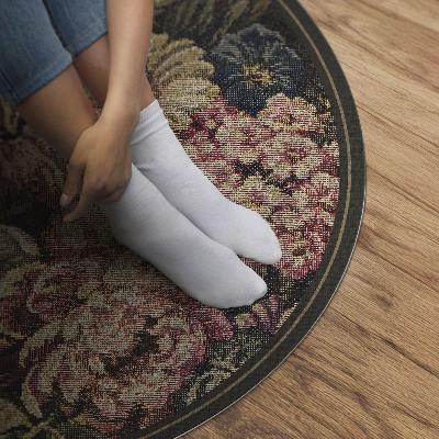 Pvc mat rond Retro vintage verweerde bloemen