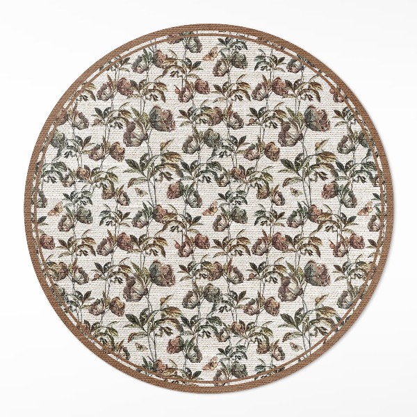 Vinyl vloerkleed rond Subtiele decoratieve vintage takken