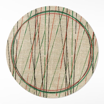 Pvc mat rond Kleurrijke lijnen op de stof