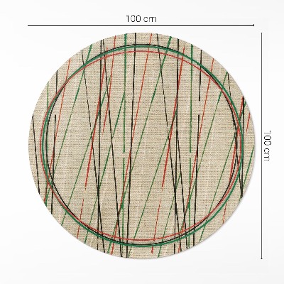 Pvc mat rond Kleurrijke lijnen op de stof